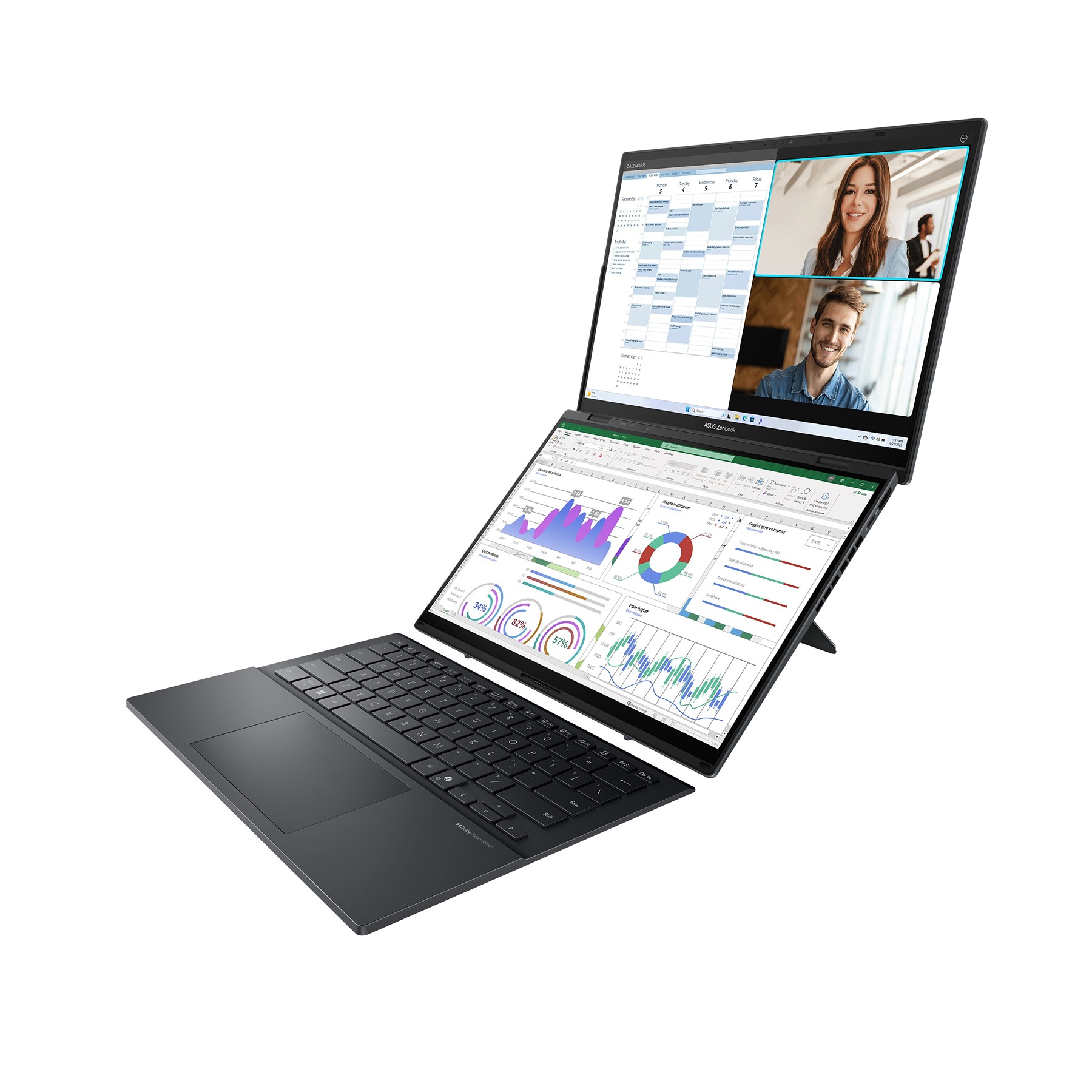 Laptop ASUS Zenbook Duo 14, UX8406CA, 14" 3K OLED 120 Hz, Core Ultra 9, 32 GB RAM, 1 TB SSD, i hirtë