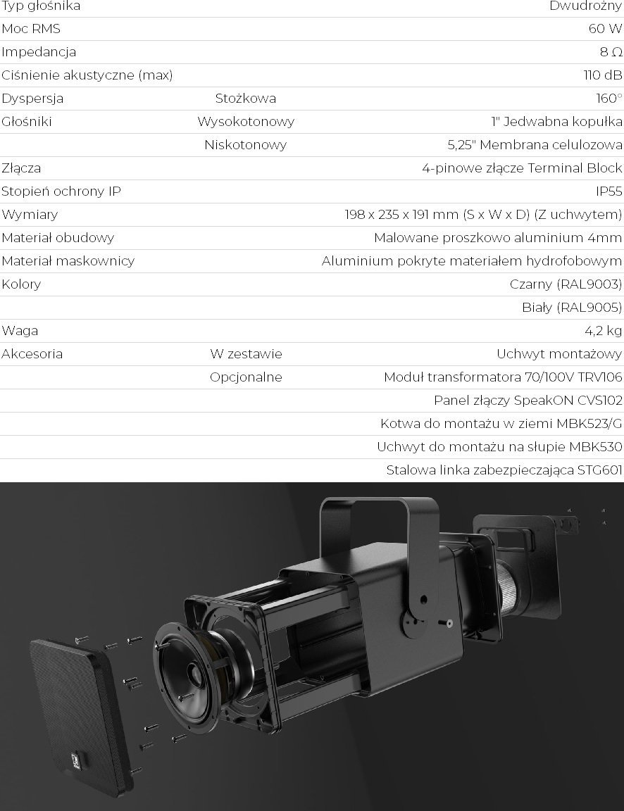 Altoparlant Audac VIRO5/W, 5", 8 Ohm, i bardhë