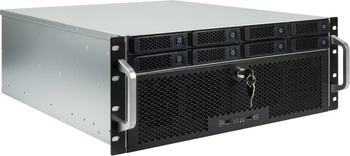 Kuti serveri rack Inter-Tech 4U-4708, 4U, 8 slote hot-swap, e zezë