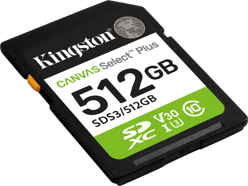 Kartë memorie Kingston Canvas Select Plus Gen3, 512GB SDXC, 150MB/s, e zezë