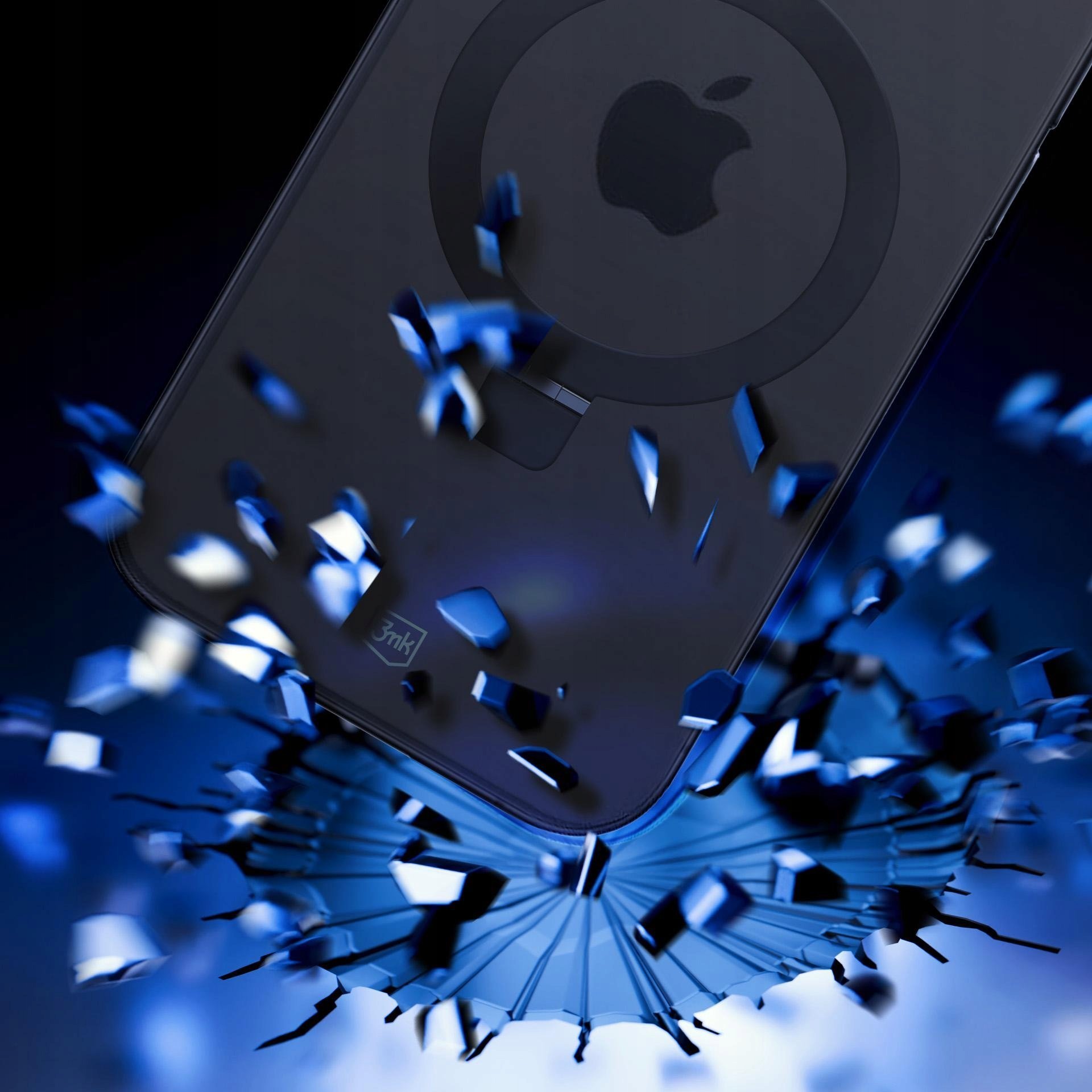 Futrollë 3MK Smoke Case MagStand për iPhone 15 Pro, MagSafe, me mbajtëse, e zezë