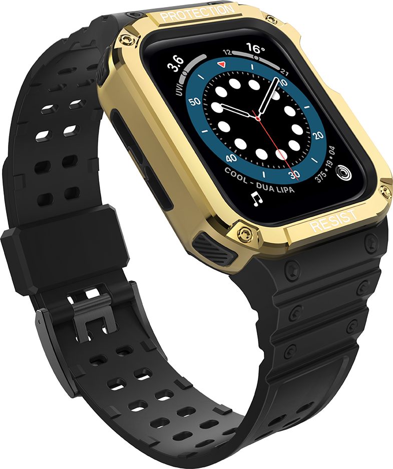 Rrip me kasë për orë inteligjente Hurtel Protect Strap, për Apple Watch 45 44 42mm, i zi