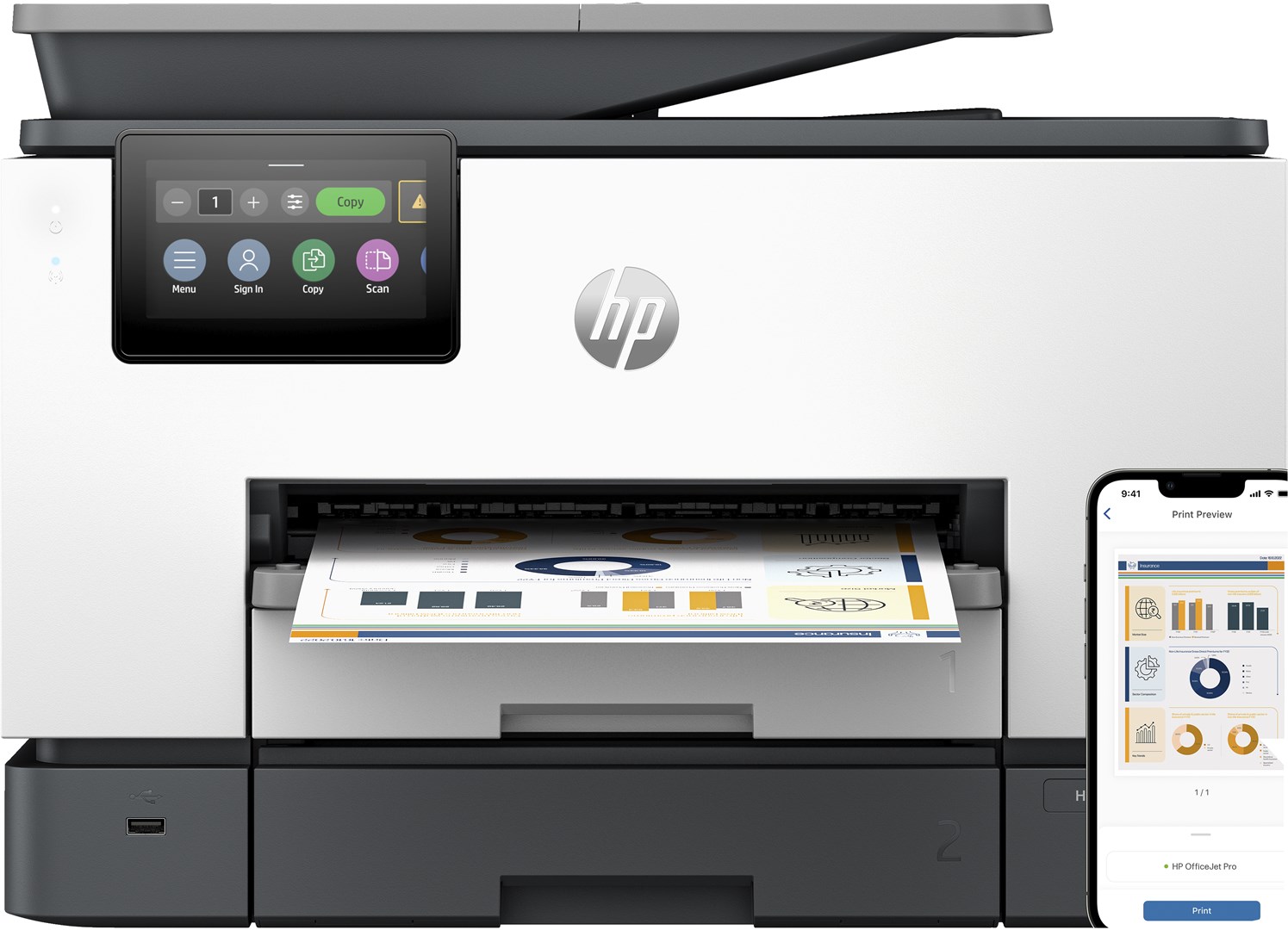 Printer multifunksional HP OfficeJet Pro 9130b, A4, 4800x1200 DPI, i hirtë/i bardhë