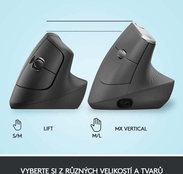 Maus wireless Logitech Lift, grafit