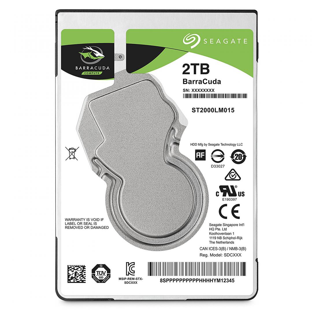 Hard disk i brendshëm Seagate BarraCuda, 2TB, SATA, për laptop