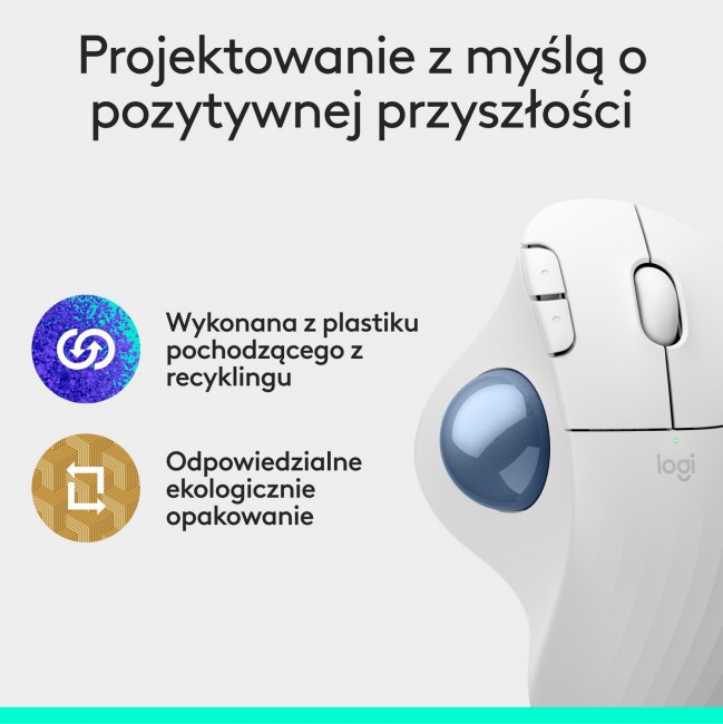 Maus wireless Logitech ERGO M575S, trackball, ergonomik, i bardhë