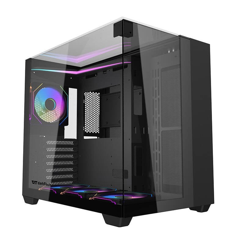 Kësë kompjuteri DarkFlash TH285, ATX Cube, ARGB, xham i temperuar, e zezë