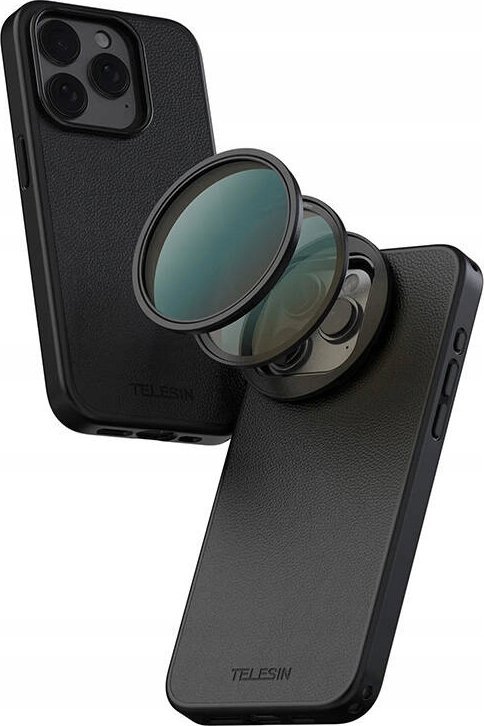 Filtri telefoni TELESIN CPL VND për iPhone 15 Pro 15 Pro Max, me mbrojtëse telefoni, i zi