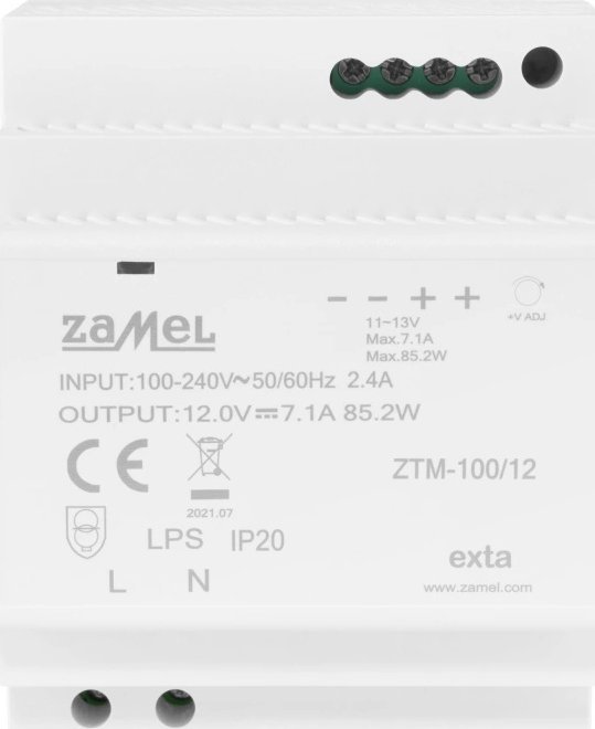 Furnizim elektrik Zamel DR-100-24, 100 W, montim në shinë DIN, gri