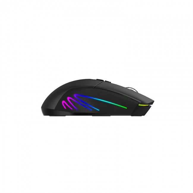 Maus gaming Havit MS1021W, wireless 2.4G dhe USB, 7000 DPI, 7 taste, i zi gri e errët