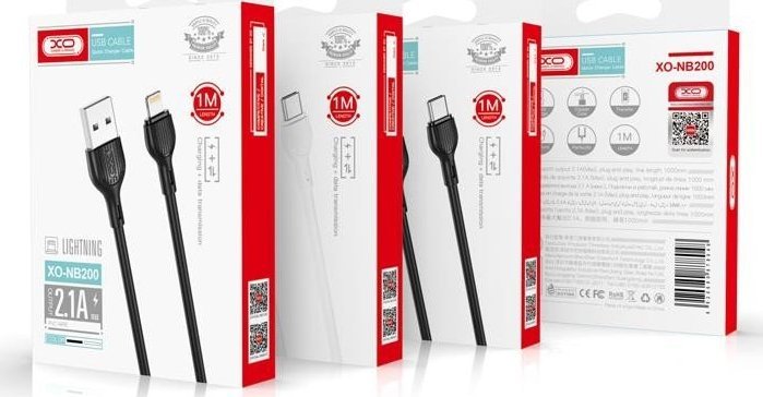 Kabllo Micro USB XO NB200, 1m, 2.1A, e zezë