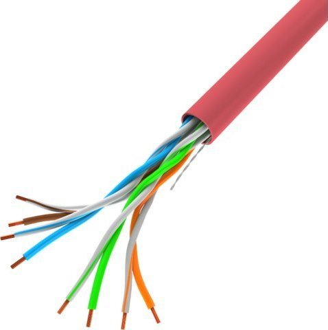 Кабел за мрежа Lanberg UTP, Cat.5E, CCA, 305m, црвен проводник LCU5-10CC-0305-R