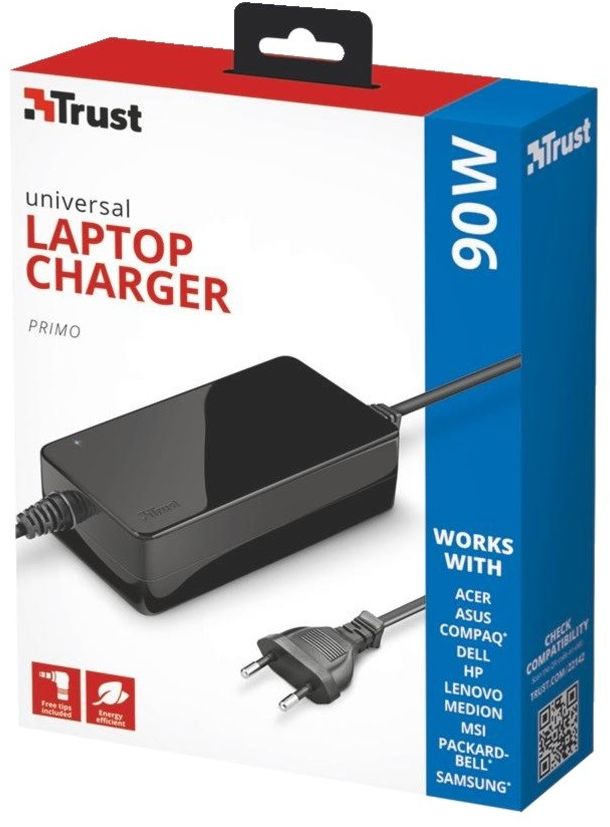 Karikues universal për laptop Trust Primo 22142, 90W, 19V 4.6A, i zi