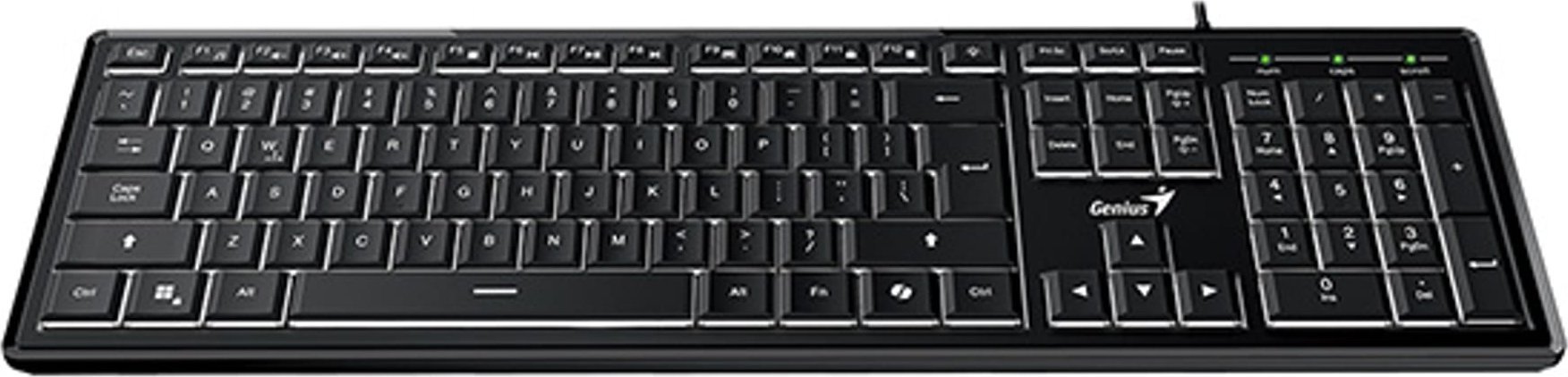 Tastierë Genius SlimStar 820, me kabllo USB, me ndriçim, e zezë