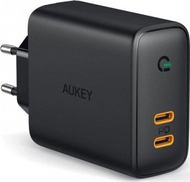 Ѕиден полнач Aukey PA-D2, 2x USB-C, 30W, бел