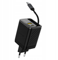Karikues muri Dudao A67EU GaN, 67W, USB C me kabllo të tërheqshme, i zi