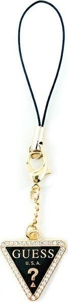 Varëse telefoni Guess Triangle Diamond Charm, rhinestones, metal i artë, lidhëse e zezë