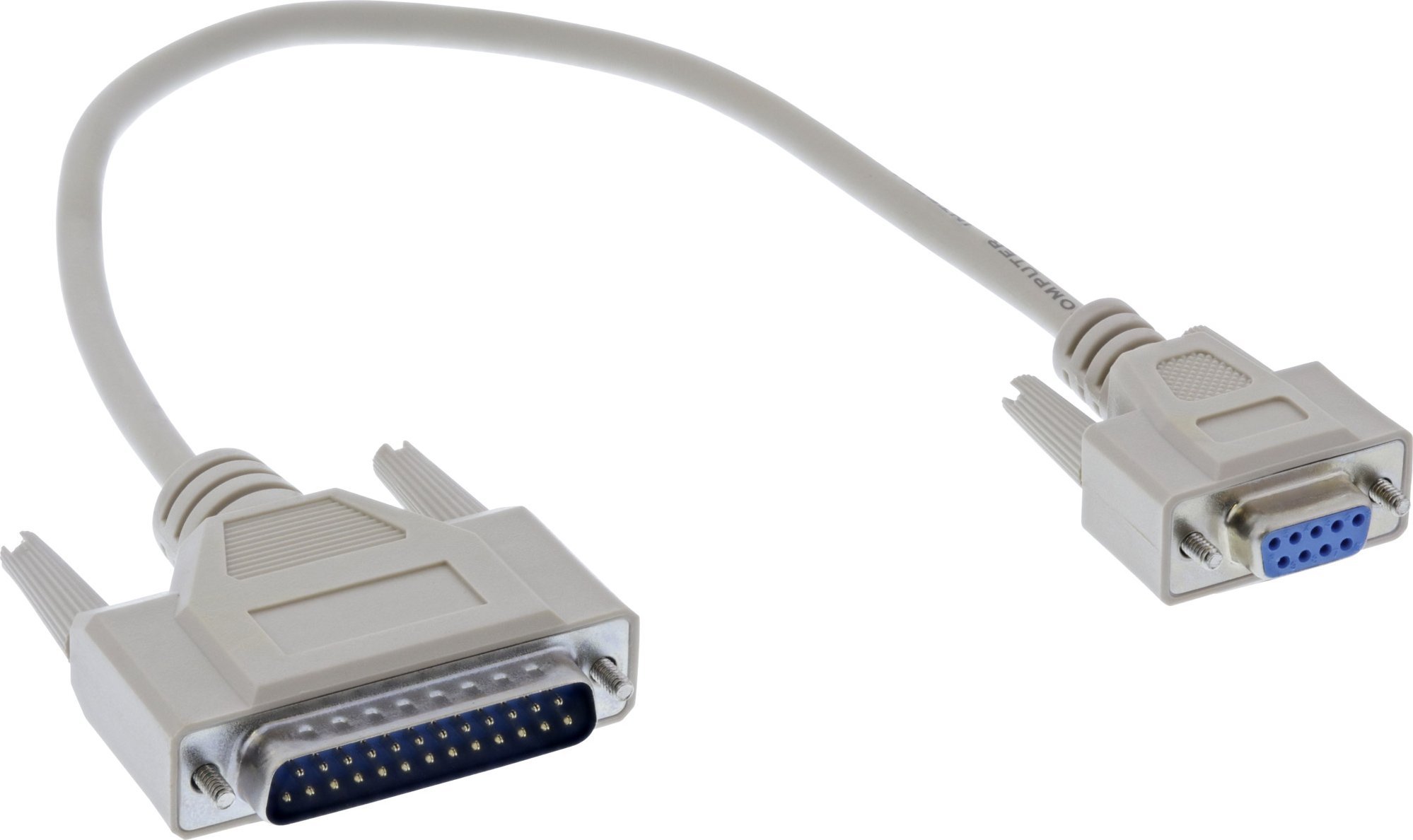 Kabllo serial InLine DB9F në DB25M, 0.33m, bezhë