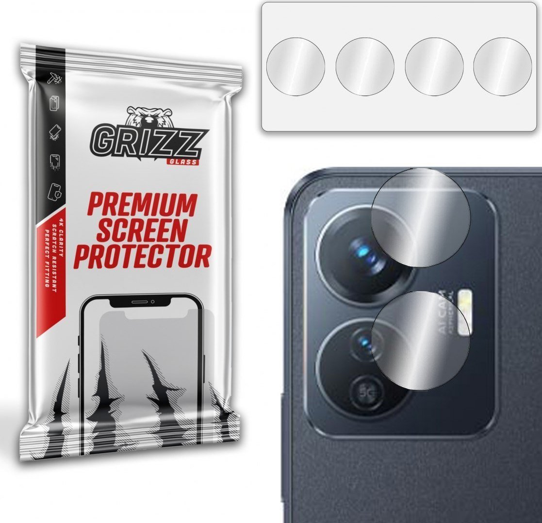 Mbrojtës kamere GrizzGlass për Vivo Y77e T1, xham hibrid, set 2 copë, transparent