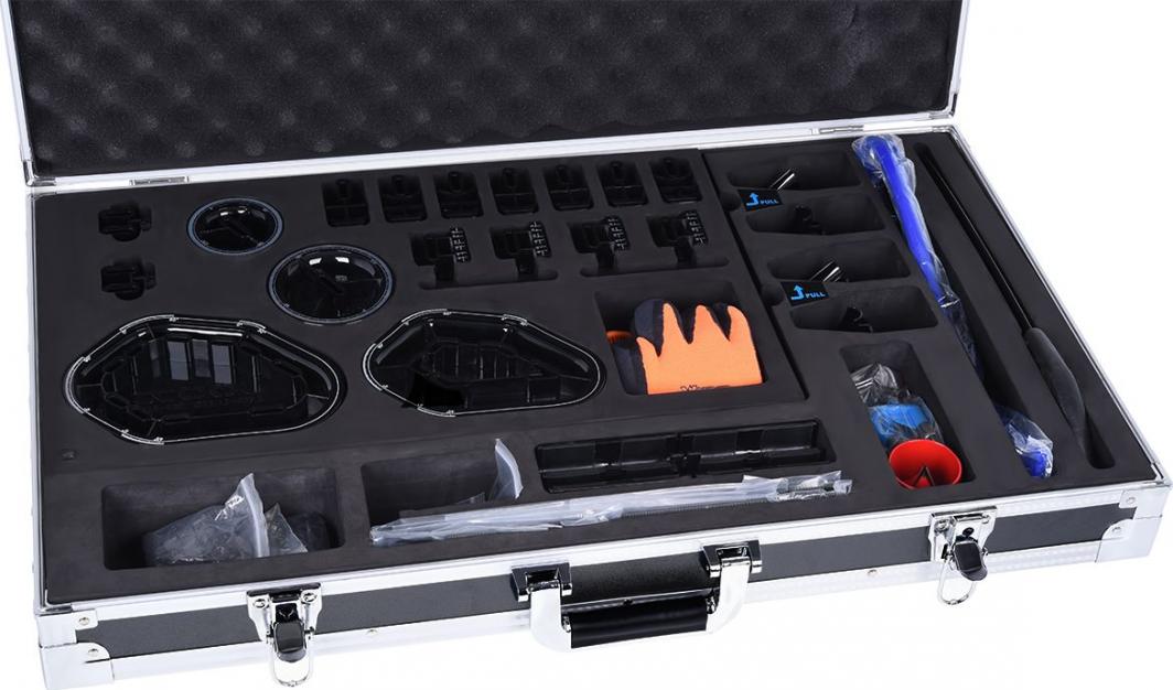 Set mjetesh Alphacool Eiskoffer Professional, përkulje HardTube 13 16mm, valixhe profesionale, i zi