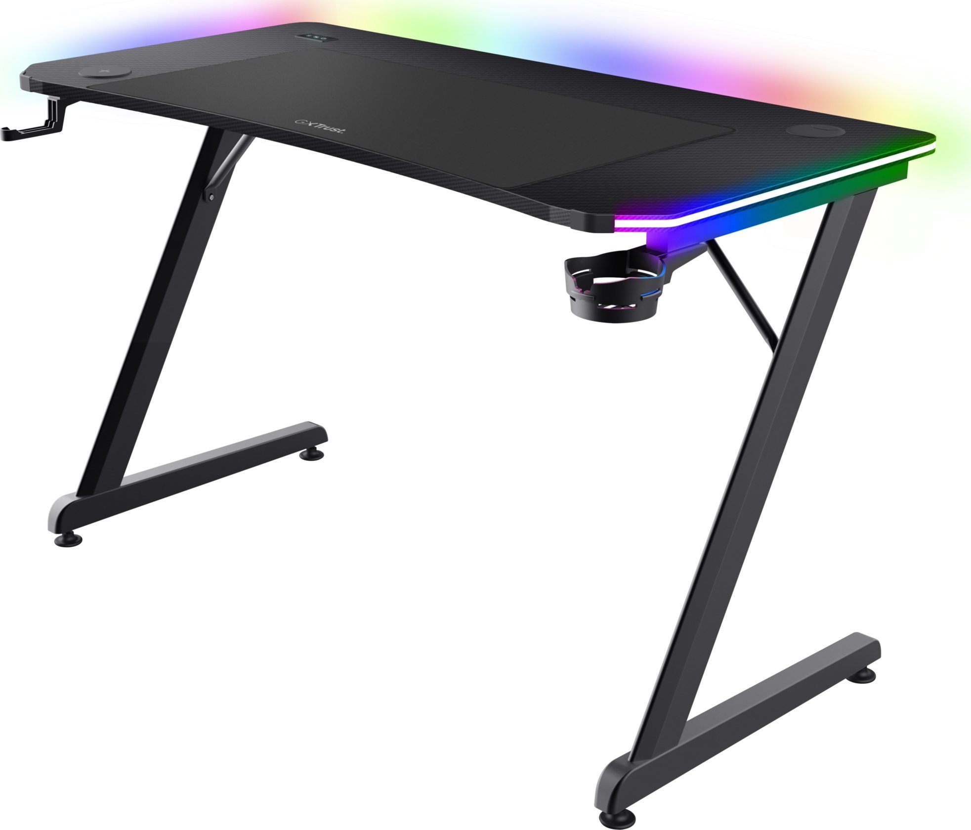Tavolinë gaming Trust GXT 710 Luminus Pro, 120x60cm, ndriçim RGB, e zezë