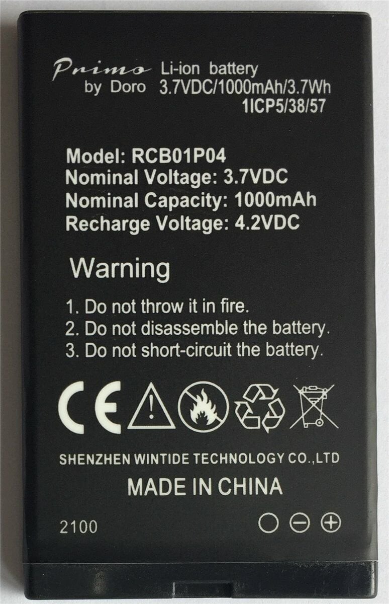 Bateri telefoni Doro Primo 366, 1000mAh, alumini, e zezë