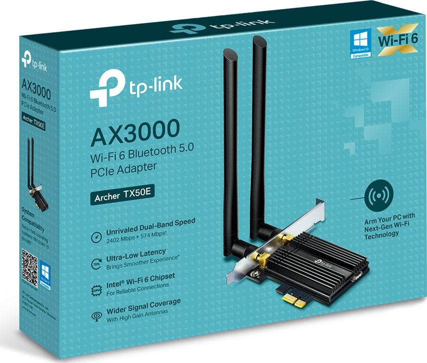Kartelë rrjeti TP-Link Archer TX50E, Wi-Fi 6 AX3000, Bluetooth 5.0