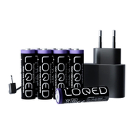 Set karikimi LOQED Powerkit, 8 bateri të rikarikueshme, kabllo 3m, i zi