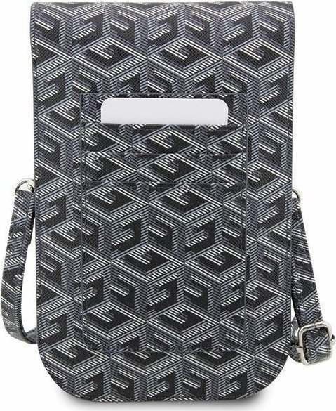 Çantë crossbody Guess GCube Stripe, lëkurë ekologjike, me rrip të rregullueshëm, e zezë