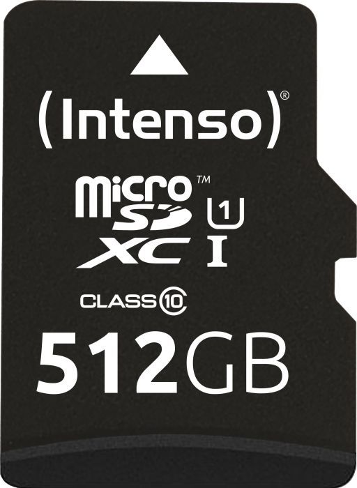 Kartë memorie Intenso Premium MicroSDXC, 512GB, Class 10 UHS I U1, me adapter