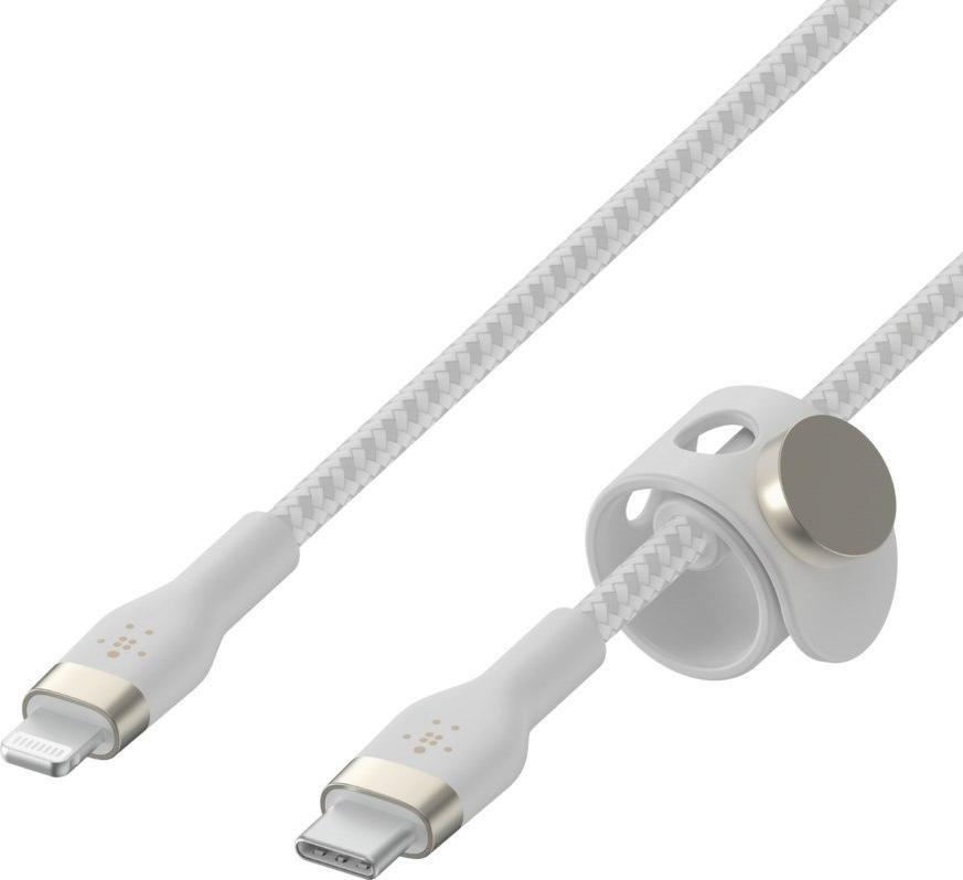 Kabllo Belkin BOOST CHARGE PRO Flex, USB C në Lightning, 3m, e bardhë
