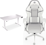 Set tavolinë dhe karrige gaming Endorfy Atlas L Electric White Scrim OWH, tavolinë elektrike 150×78 cm, lartësi e rregullueshme, e bardhë