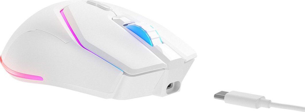 Maus gaming Rampage Vortex M1, wireless, RGB, i bardhë