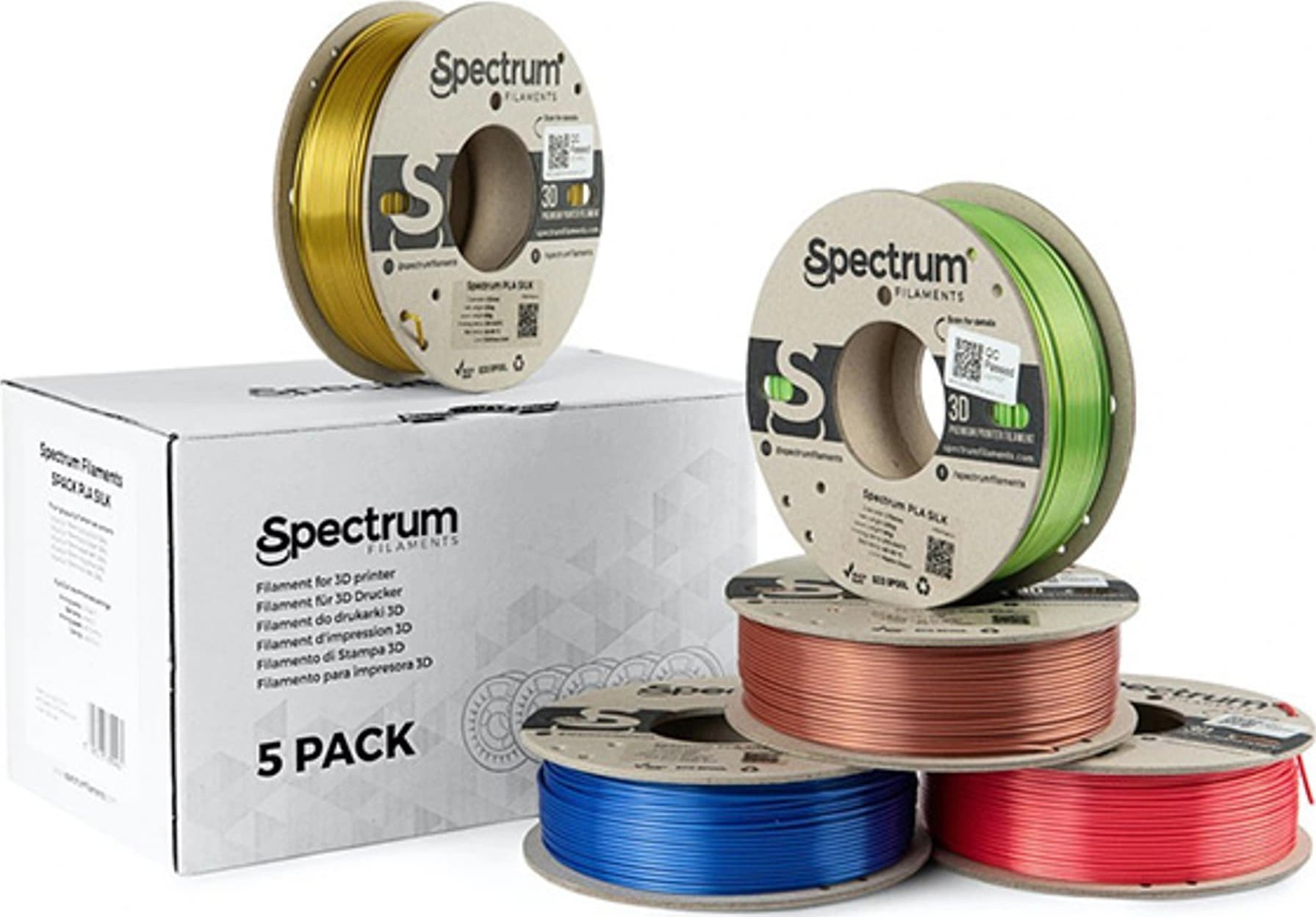 Filament 3D Spectrum PLA Silk, 1.75mm, set 5x250g, miks ngjyrash