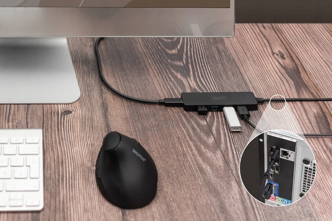 USB конектор Digitus Slim Line, 4 порти, USB 3.0