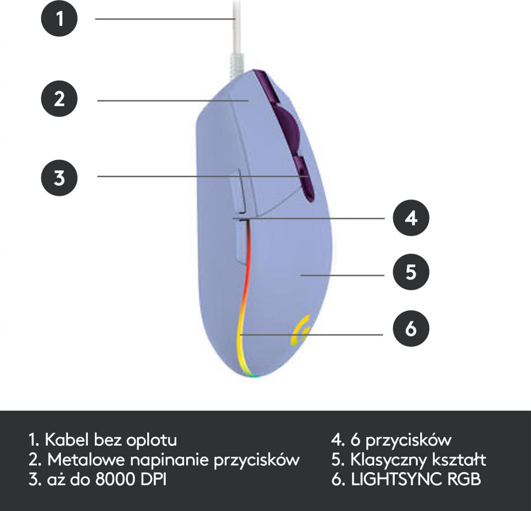 Maus Logitech G102 Lightsync vjollcë (910-005854)