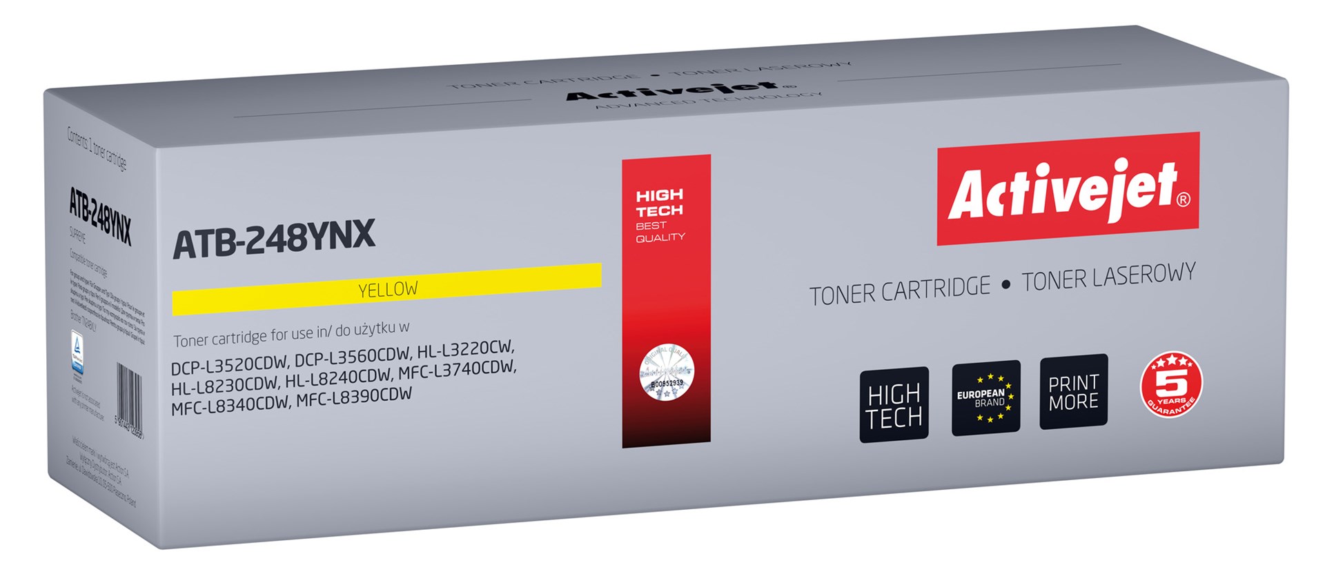 Toner printeri Activejet ATB-248YNX, zëvendësues për Brother, i verdhë