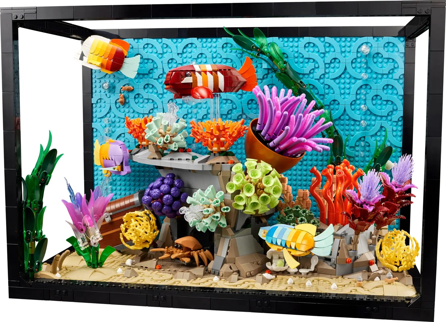 Set ndërtimi dekorativ Tropical Aquarium, model akuarium tropikal, shumëngjyrësh