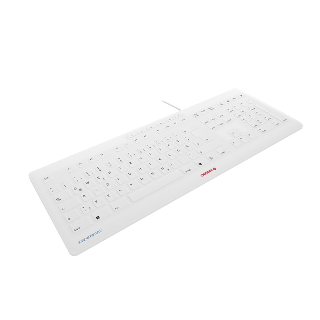 Tastierë CHERRY STREAM PROTECT, wireless, e bardhë