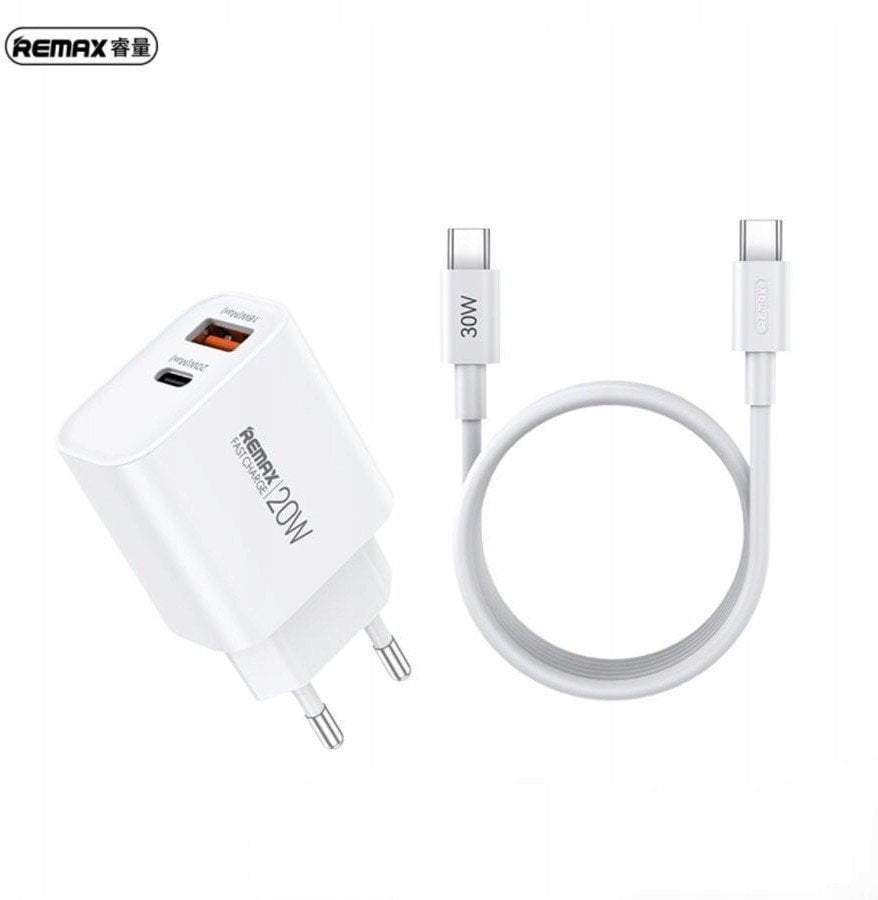 Karikues REMAX Kiddy Series RP-U120, 20W, USB dhe Type C, me kabllo Type C, i bardhë