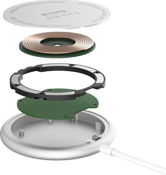 Karikues wireless Crong Inductive Charger CRG-MS15W-SLV, 15W, USB-C, argjendtë