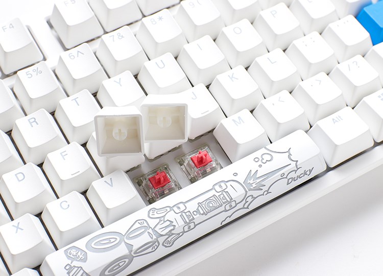 Tastierë lojërash Ducky One 2 TKL PBT, Cherry MX Silent Red, RGB LED, e bardhë