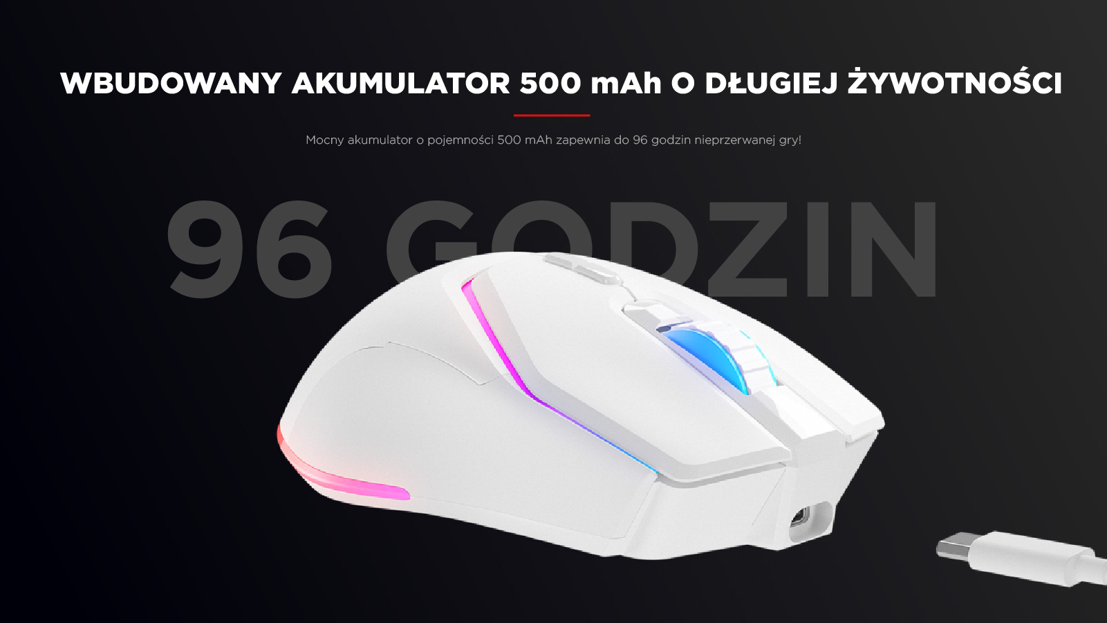 Maus gaming Rampage Vortex M1, wireless, RGB, i bardhë