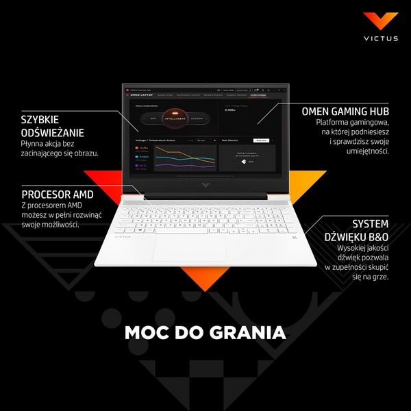 Laptop HP 16-e0304nw, 16.1", 16 GB RAM, 512 GB SSD, AMD Ryzen™ 5, NVIDIA GeForce RTX 3050, i zi