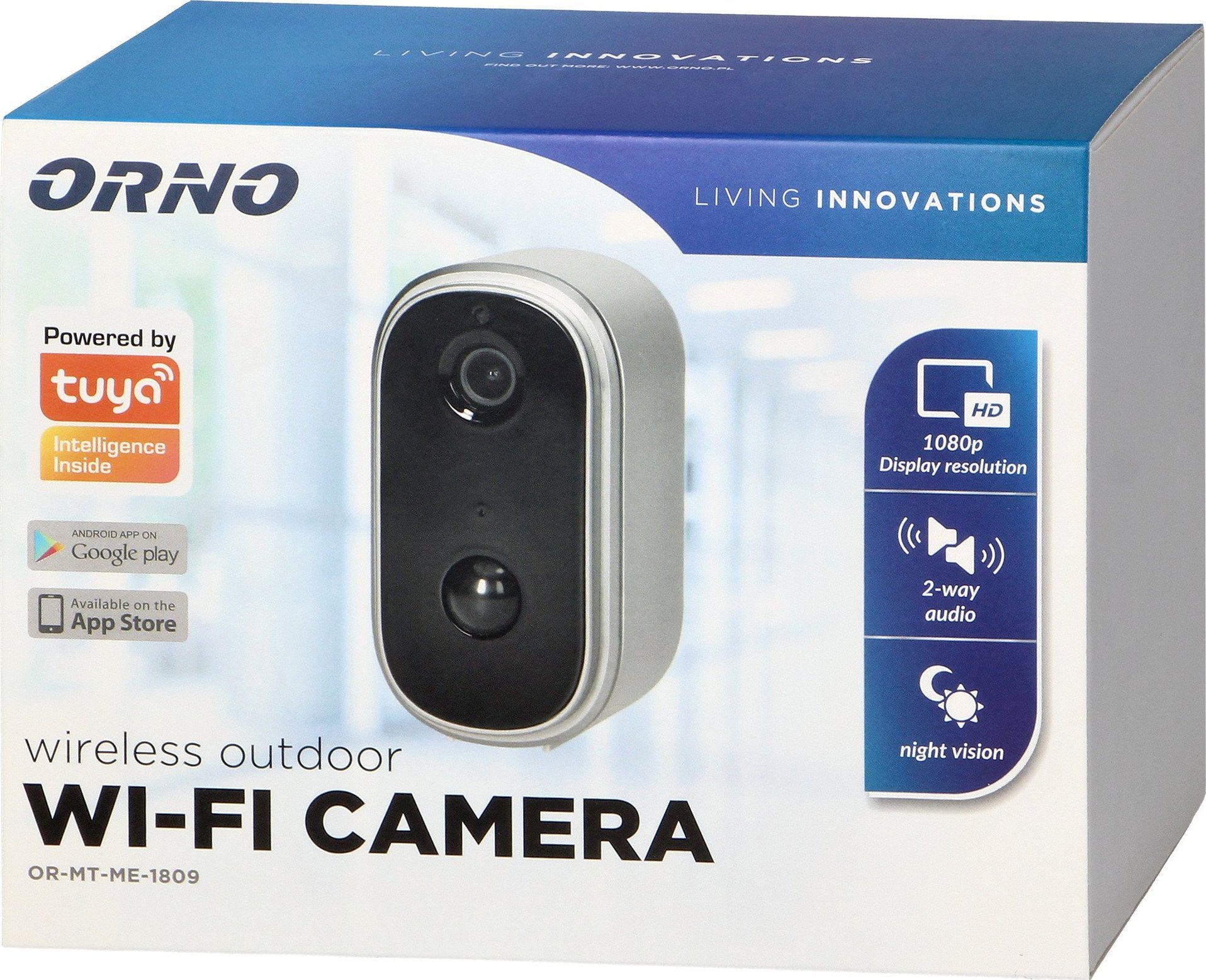 Kamerë IP Orno Wireless, për jashtë, WiFi Tuya, IP65, me interkom, me memorie