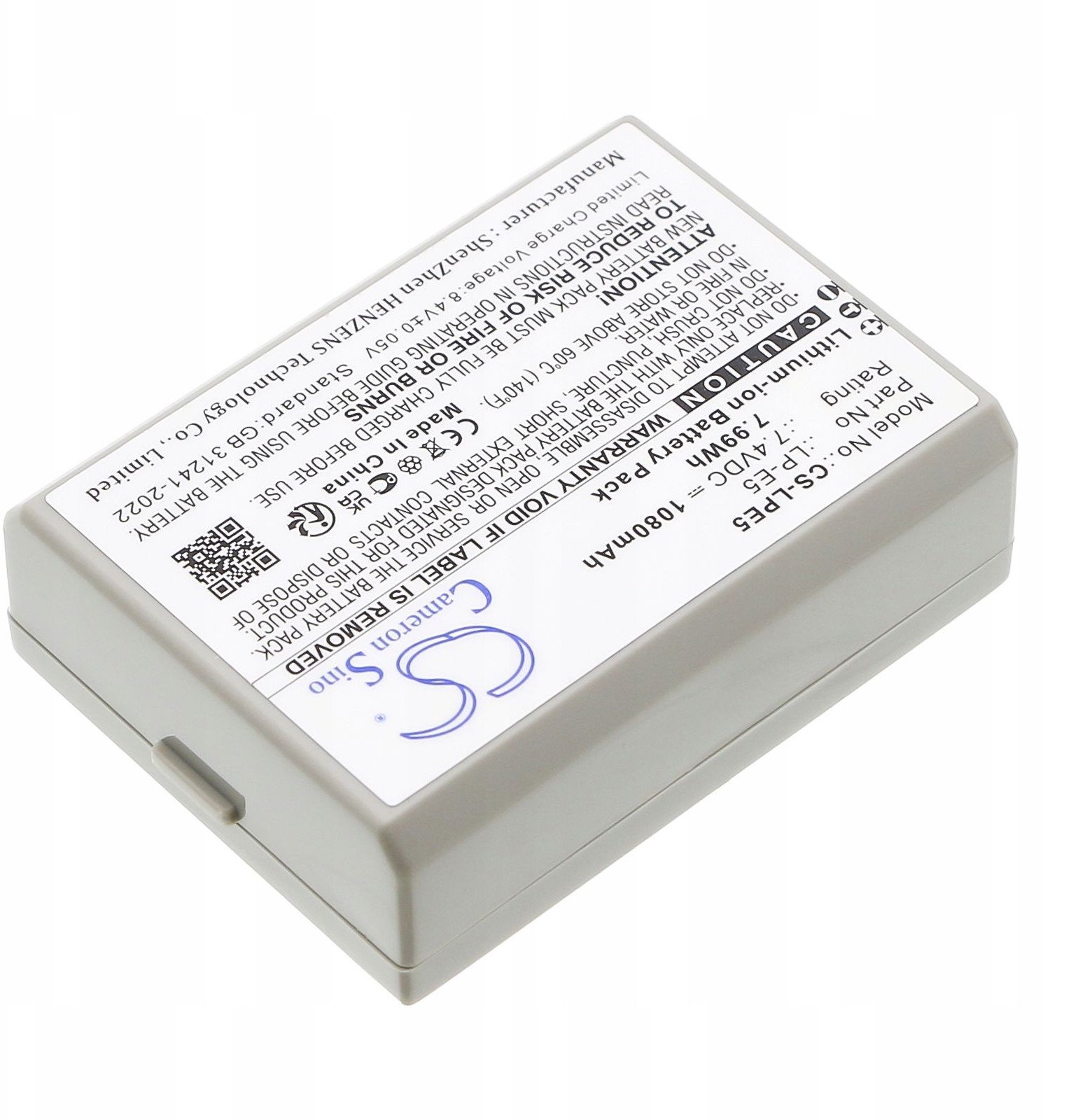 Bateri litium jon për kamera Canon, 7.4V, 1080mAh, gri
