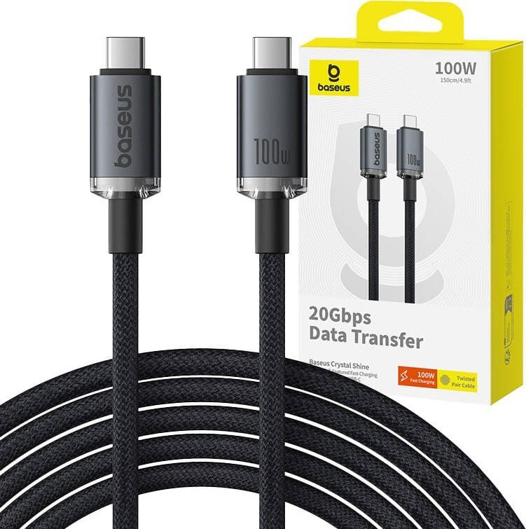 Kabllo USB C Baseus USB3.2, 20Gbps, 100W, e zezë