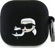 Kuti mbrojtëse Karl Lagerfeld 3D Karl & Choupette Head, për AirPods 4, silikon, e zezë