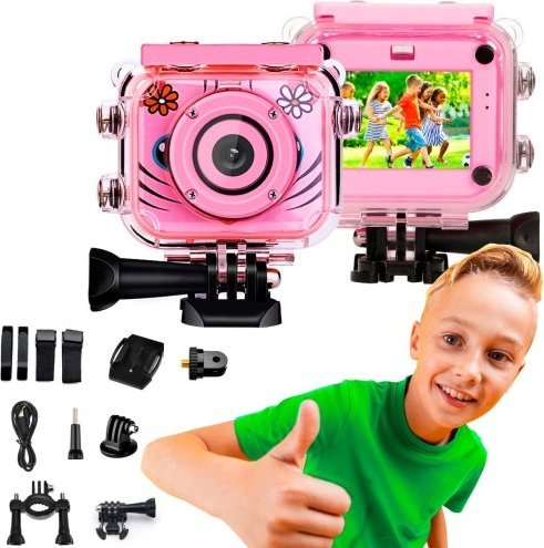 Kamera për fëmijë Extralink Kids H18, 1080P 30fps, IP68, ekran 2.0", rozë