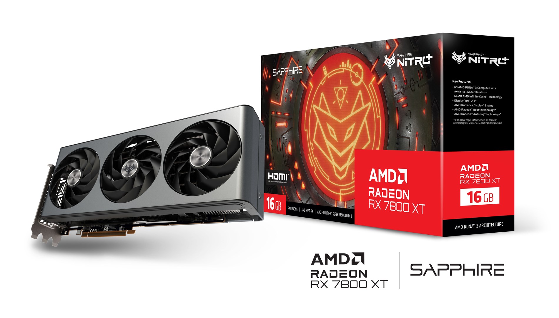 Kartë grafike Sapphire Gaming AMD Radeon RX 7800 XT, OC, 16 GB GDDR6